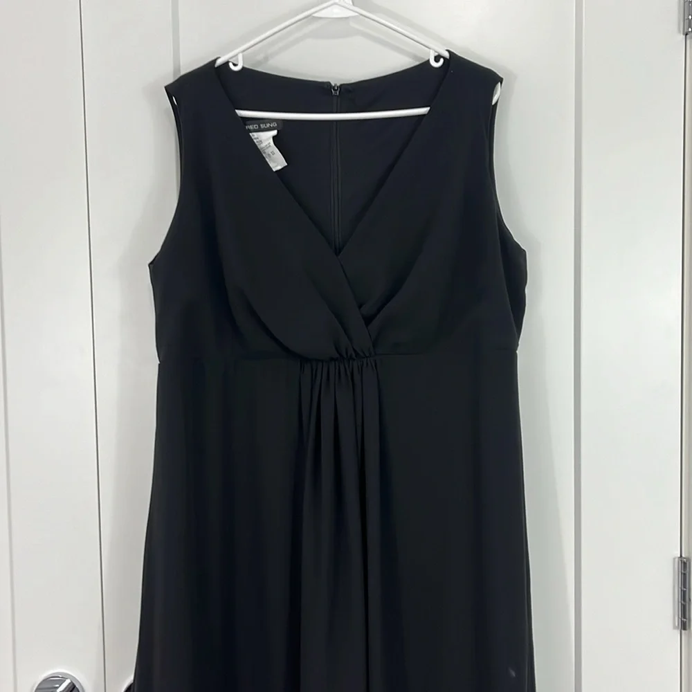 Alfred Sung Size 20 Black V-Neck Sleeveless Maxi Formal Dress - Picture 4 of 12